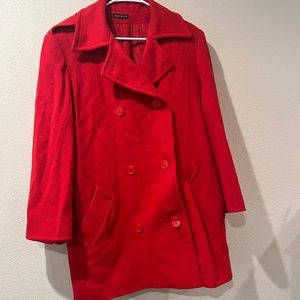 Red vintage Pea Coat. I.magnin